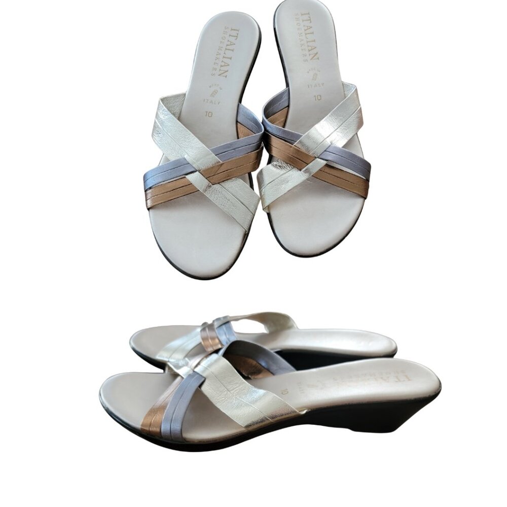 Italian Shoemakers Women's Saylor Wedge Sandals Metallic Multicolor Straps